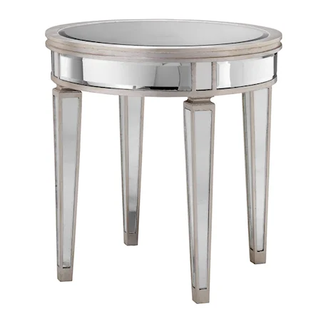 Round Mirrored Accent Table